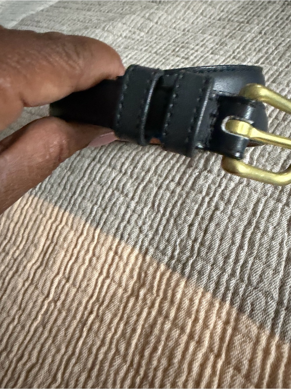 Coach Vintage Navy Blue Skinny Leather Belt womens Y2K Gold Brass Buckle Size s - Picture 9 of 9